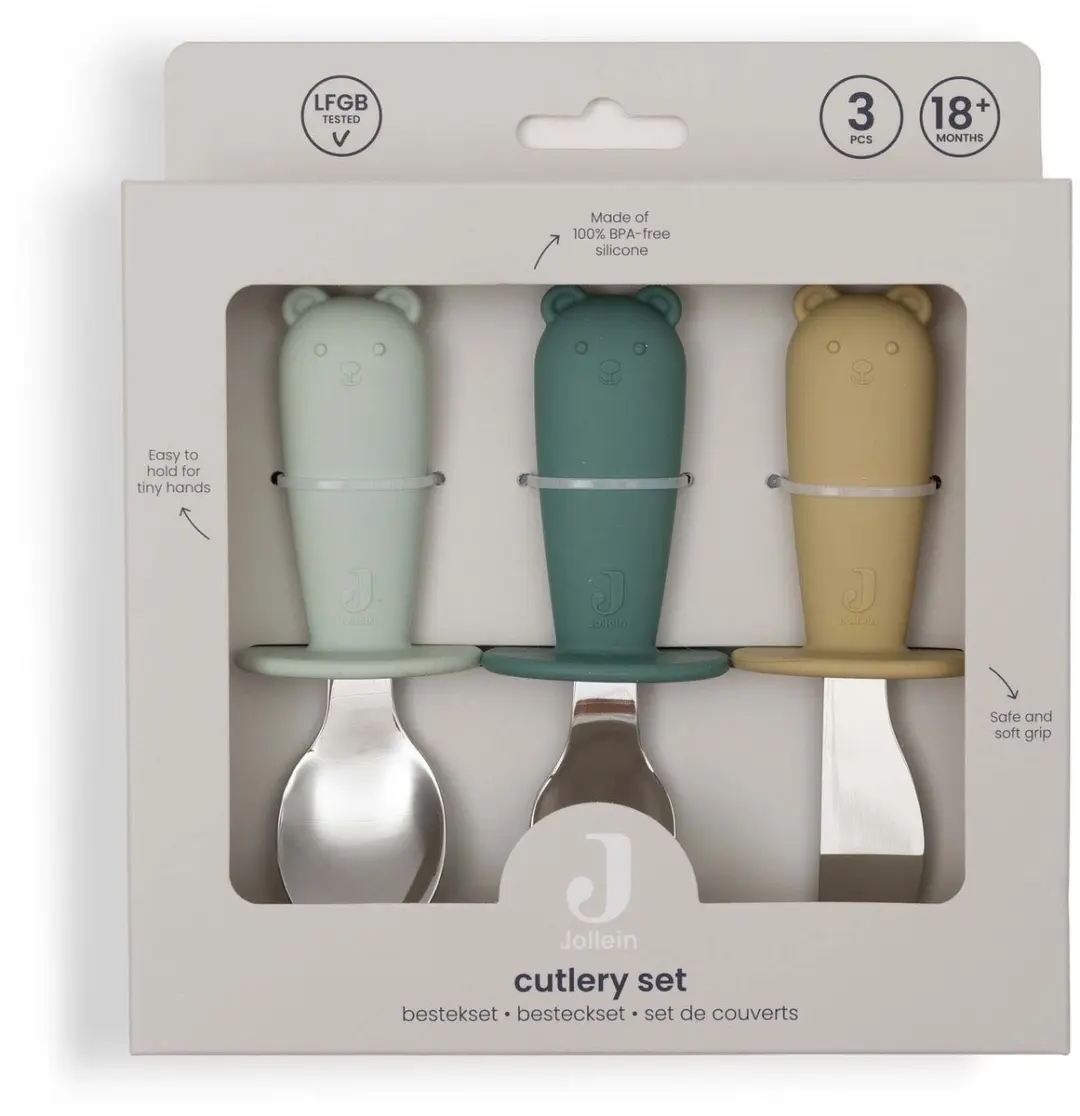 Jollein Baby Bestekset Siliconen Jade Shades - 3 Stuks