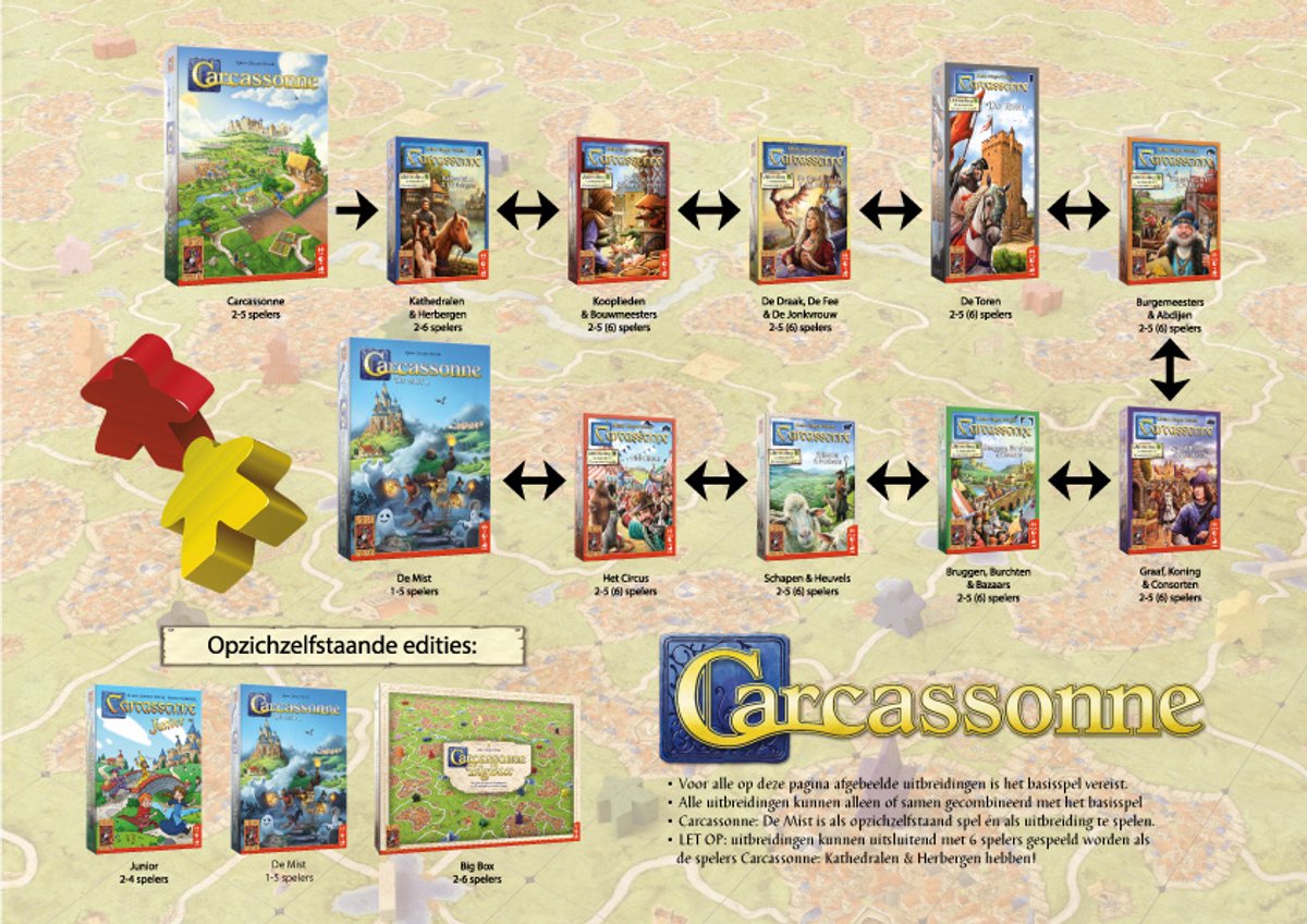 999 Games - Carcassonne: Draak & Fee - Uitbreiding 3 - Nieuwe Versie - NL - EN