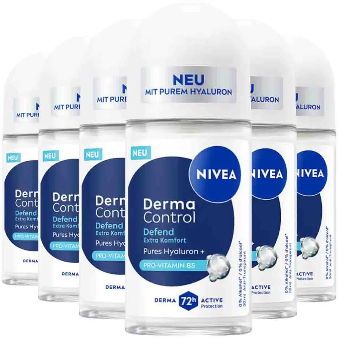 NIVEA Deodorant Roller Derma Control Defend - 200ml (6x50ml)