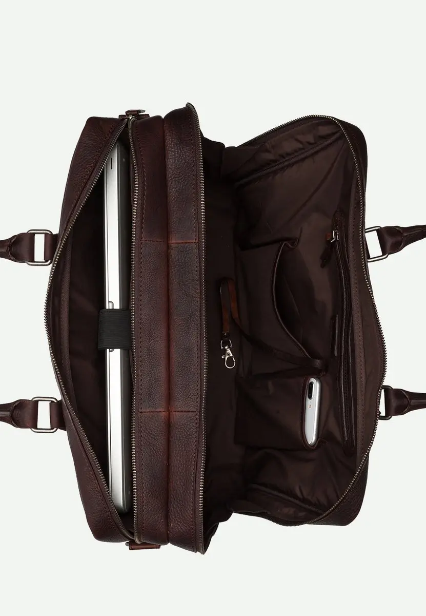 Burkely Fundamentals Antique Avery Worker Laptoptas 15.6" - 6 Vakken - Bruin