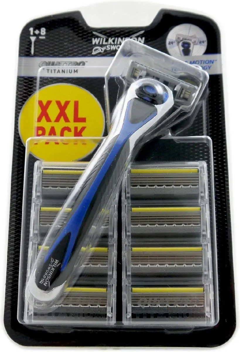Wilkinson Sword Quattro Titanium Scheermesjes XXL Pack 9 Stuks