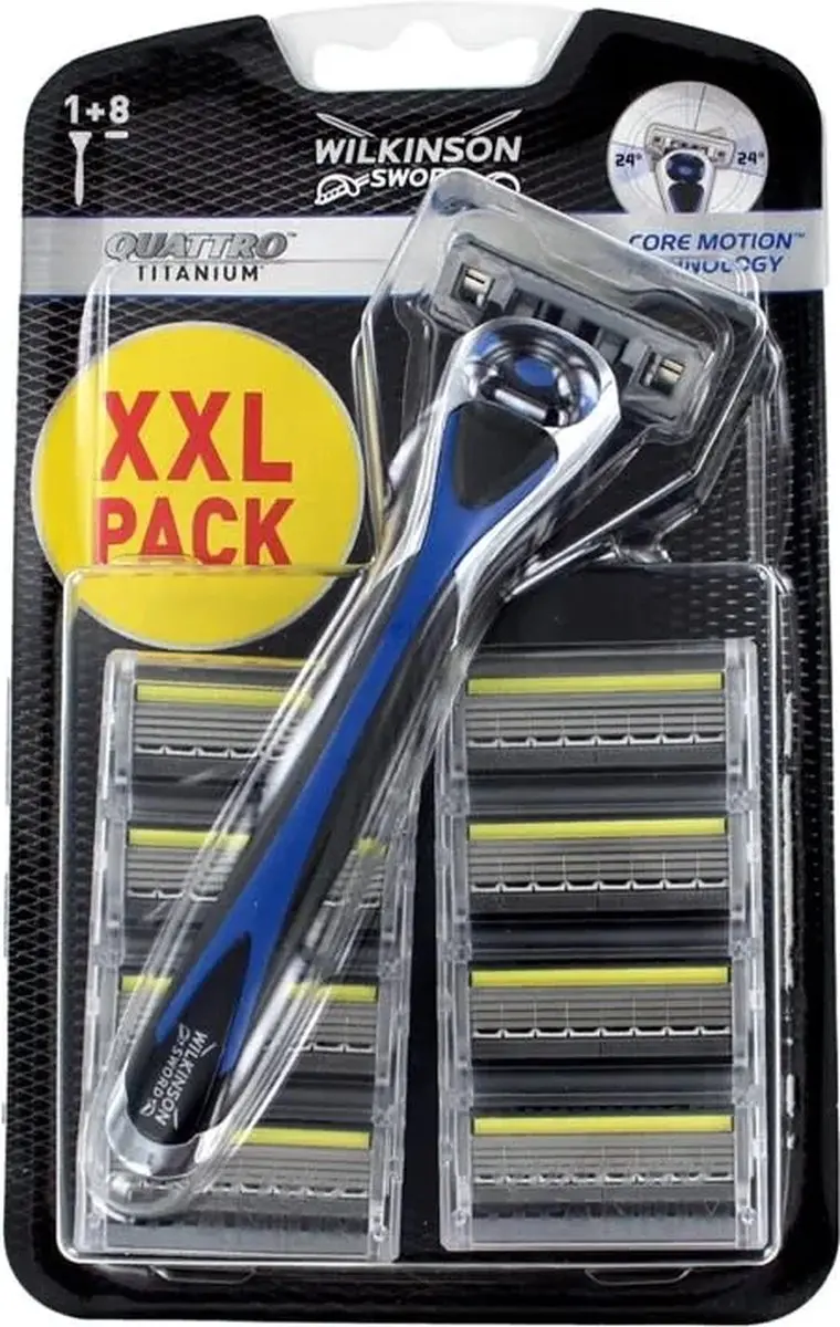 Wilkinson Sword Quattro Titanium Scheermesjes XXL Pack 9 Stuks