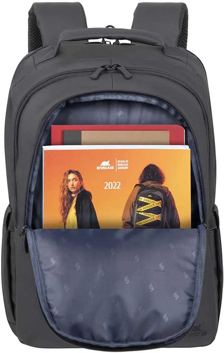 RivaCase Tegel ECO Rugzak 15,6" - Zwart - 5 Vakken - afbeelding 6 van 6