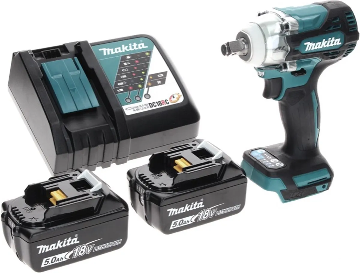 Makita DTW 300 RT Slagmoersleutel 18V 330Nm - 2x 5,0Ah + Oplader - afbeelding 2 van 5