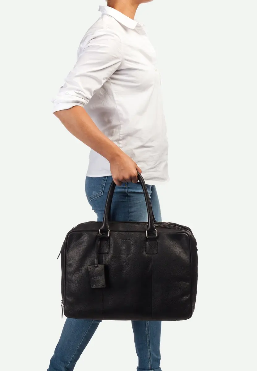 Burkely Fundamentals Antique Avery Worker Laptoptas 15.6" - 6 Vakken - Zwart - afbeelding 6 van 6