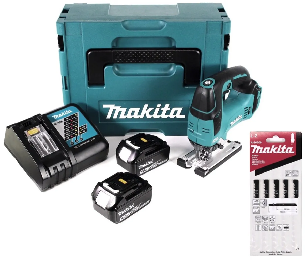 Makita DJV182RTJ Pendelzaag 18V - 2x 5,0Ah + Oplader + 11 Zaagbladen - afbeelding 3 van 5