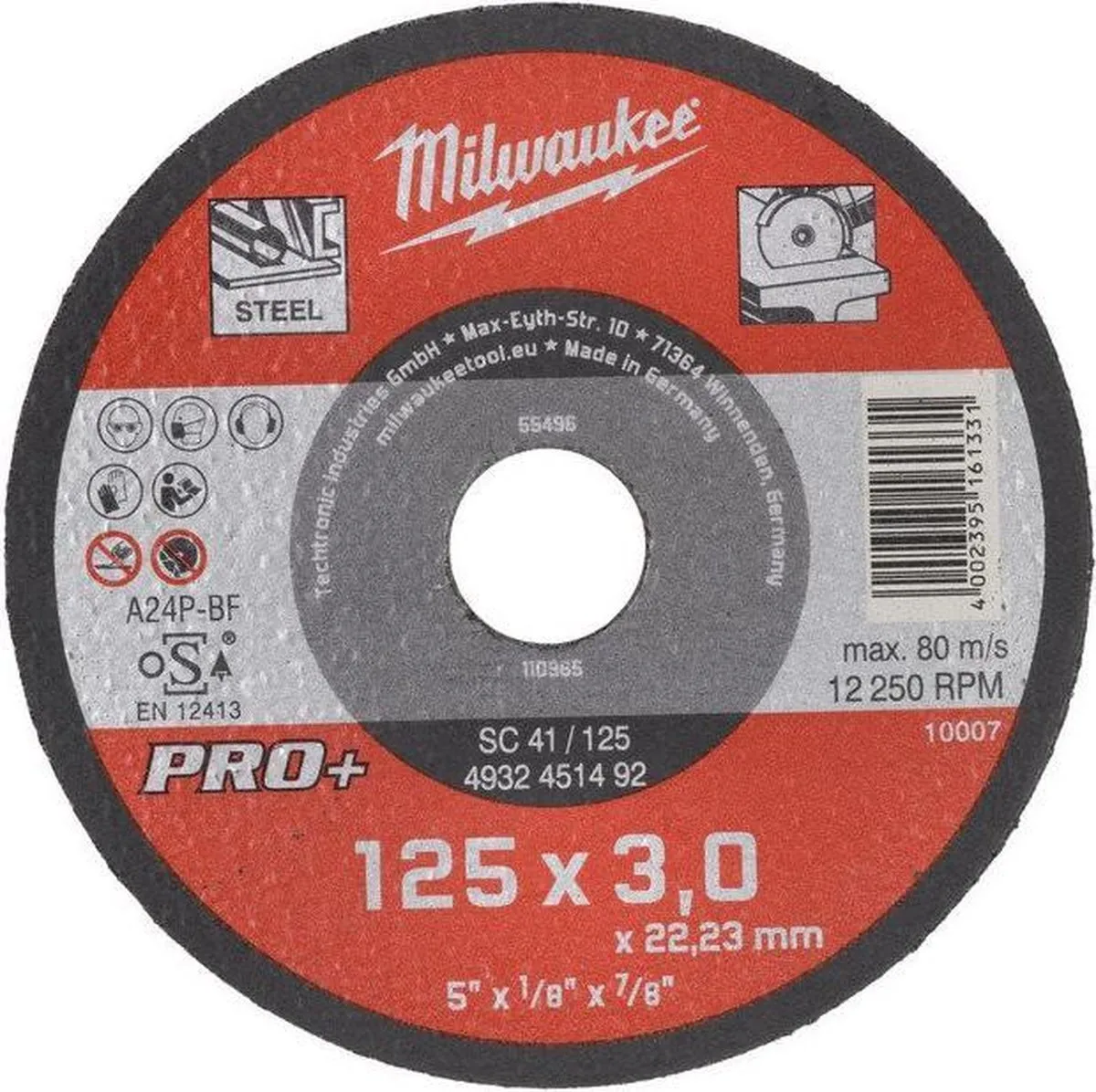 Milwaukee 4932451492 Metaaldoorslijpschijf 125x3mm