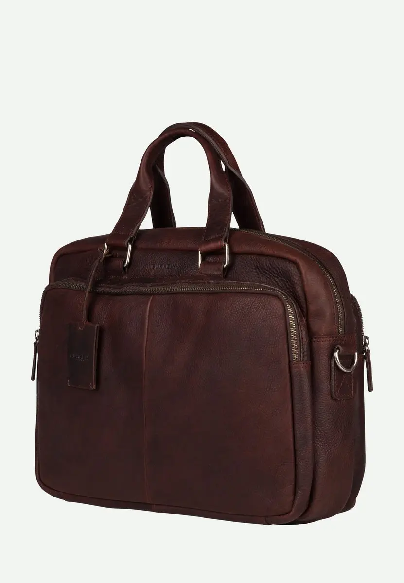 Burkely Fundamentals Antique Avery Laptoptas 15.6" - 3 Vakken - Bruin