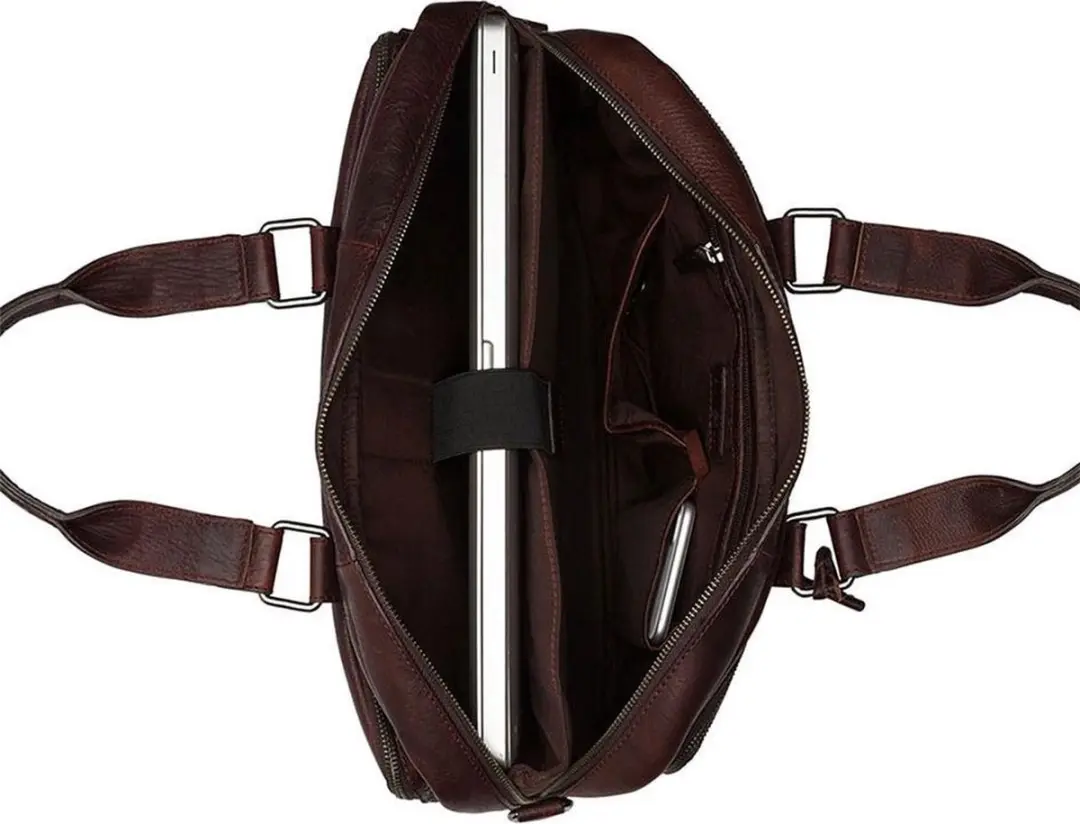 Burkely Fundamentals Antique Avery Laptoptas 15.6" - 3 Vakken - Bruin