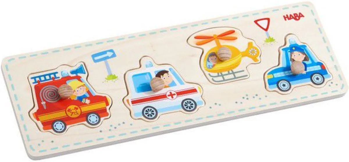 Haba Inlegpuzzel Hulpvoertuigen 4-delig