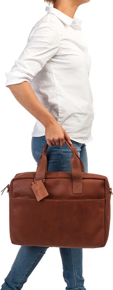 Burkely Vintage Laptoptas 15.6 inch - Cognac - 2 Vakken