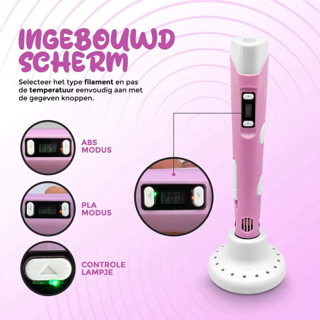 Fits4Kids 3D Pen Starterspakket MEGA - Roze - 140m Filament