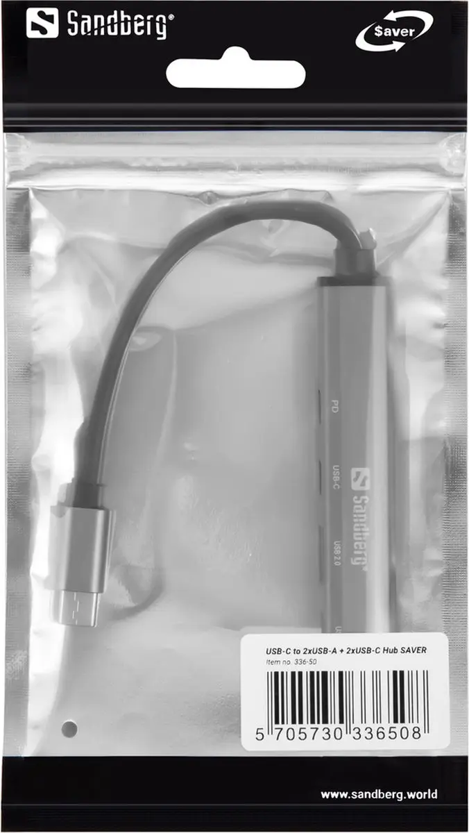 Sandberg 336-50 Interface Hub USB-C - 5000 Mbit/s - Grijs