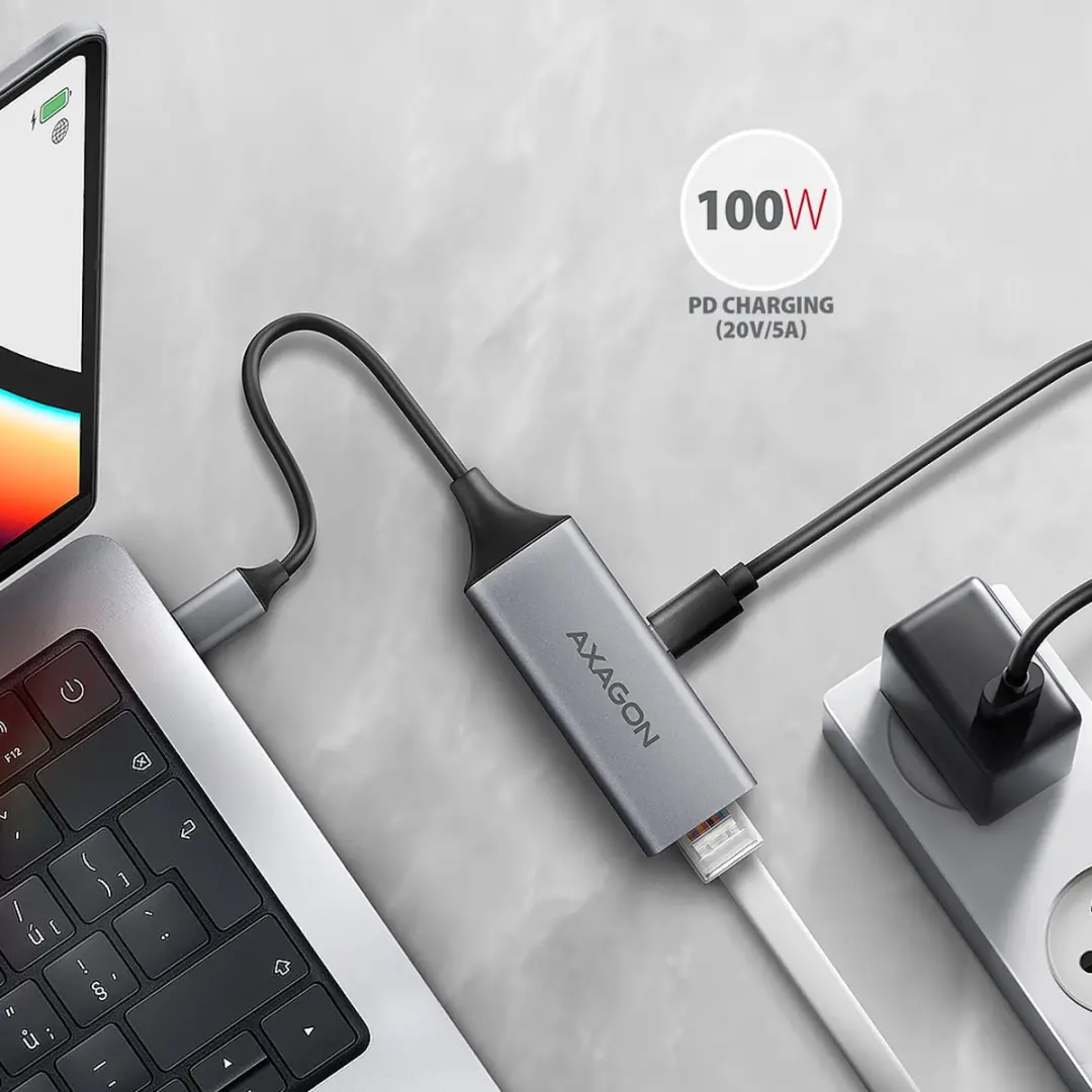 Axagon ADE-TXPD USB-C Netwerkadapter - RJ45 - Kleurloos