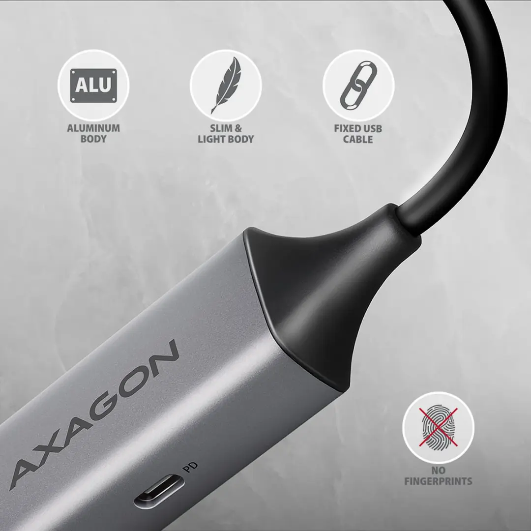 Axagon ADE-TXPD USB-C Netwerkadapter - RJ45 - Kleurloos