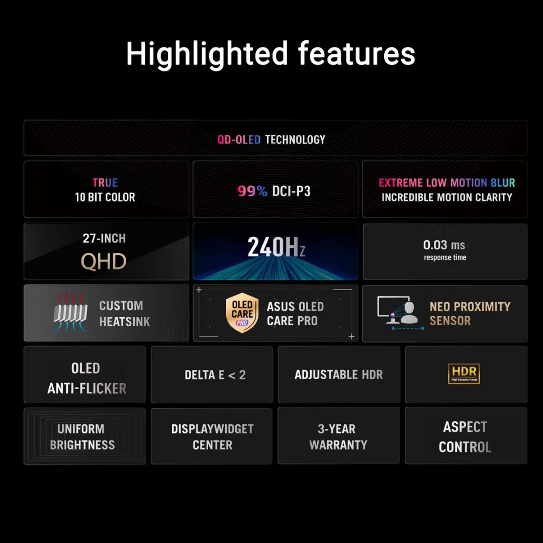 ASUS ROG Strix OLED XG27AQDMESZ Gaming Monitor 27" - 240Hz - QHD