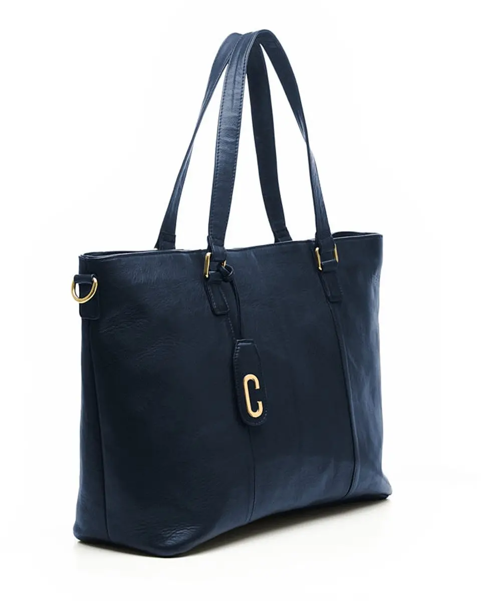 Chabo Dames Laptoptas 17 inch - A4 - Leer - Blauw