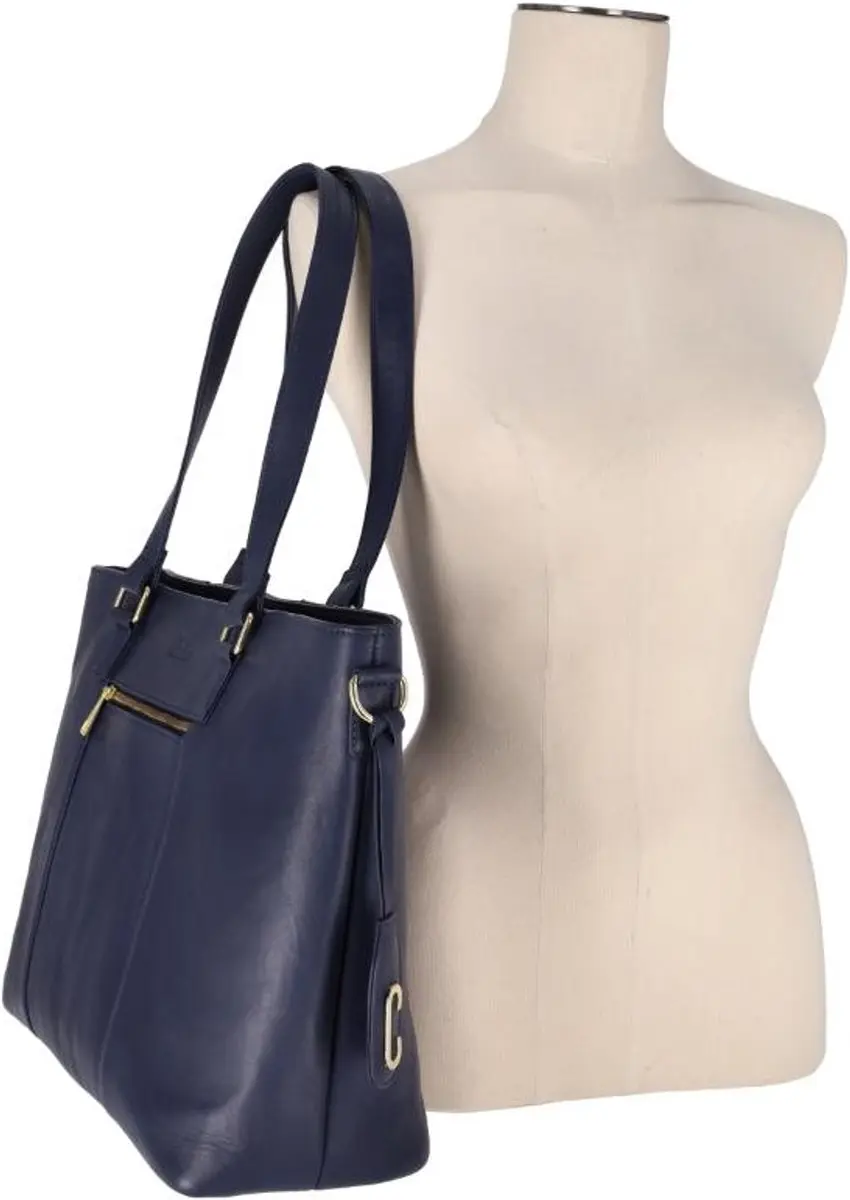 Chabo Dames Laptoptas 17 inch - A4 - Leer - Blauw