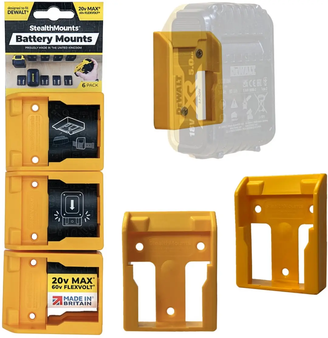 StealthMounts BM-DW20-YLW-6 Accuhouder DeWALT XR/FlexVolt - 6 Stuks - Geel