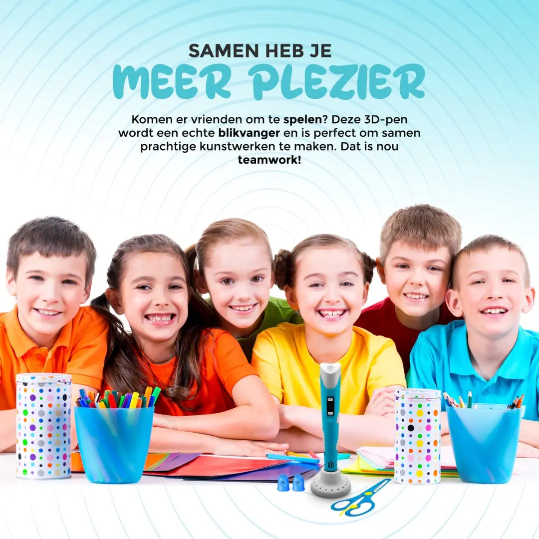 Fits4Kids 3D Pen Starterspakket MEGA - Blauw - 140m Filament