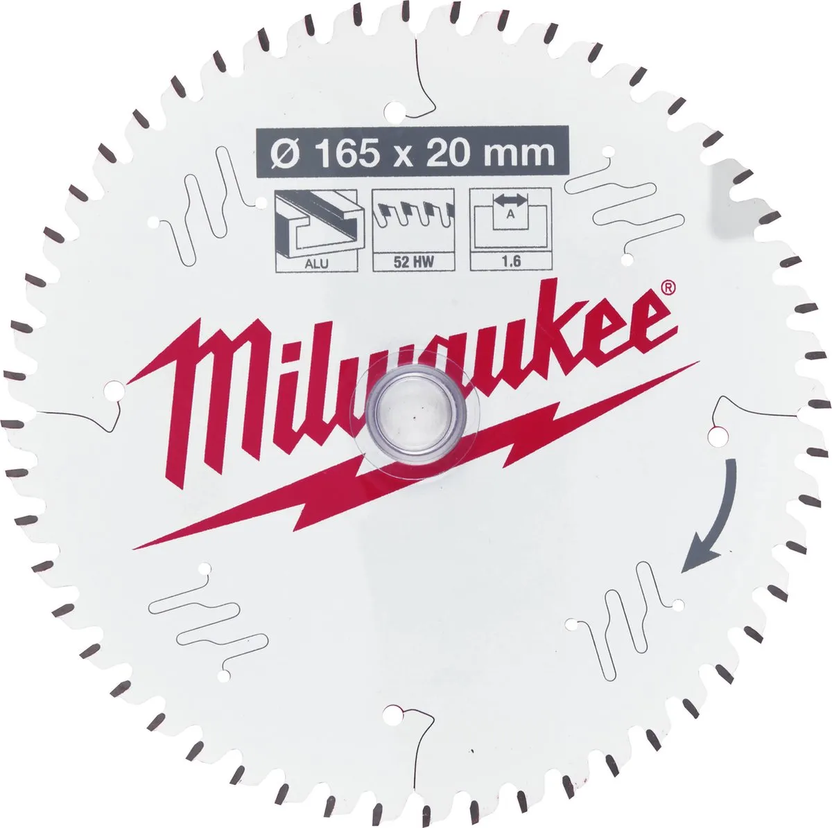 Milwaukee Cirkelzaagblad Aluminium 165mm 52T