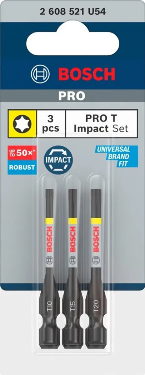 Bosch Professional 3 PRO Bits Impact T10 T15 T20