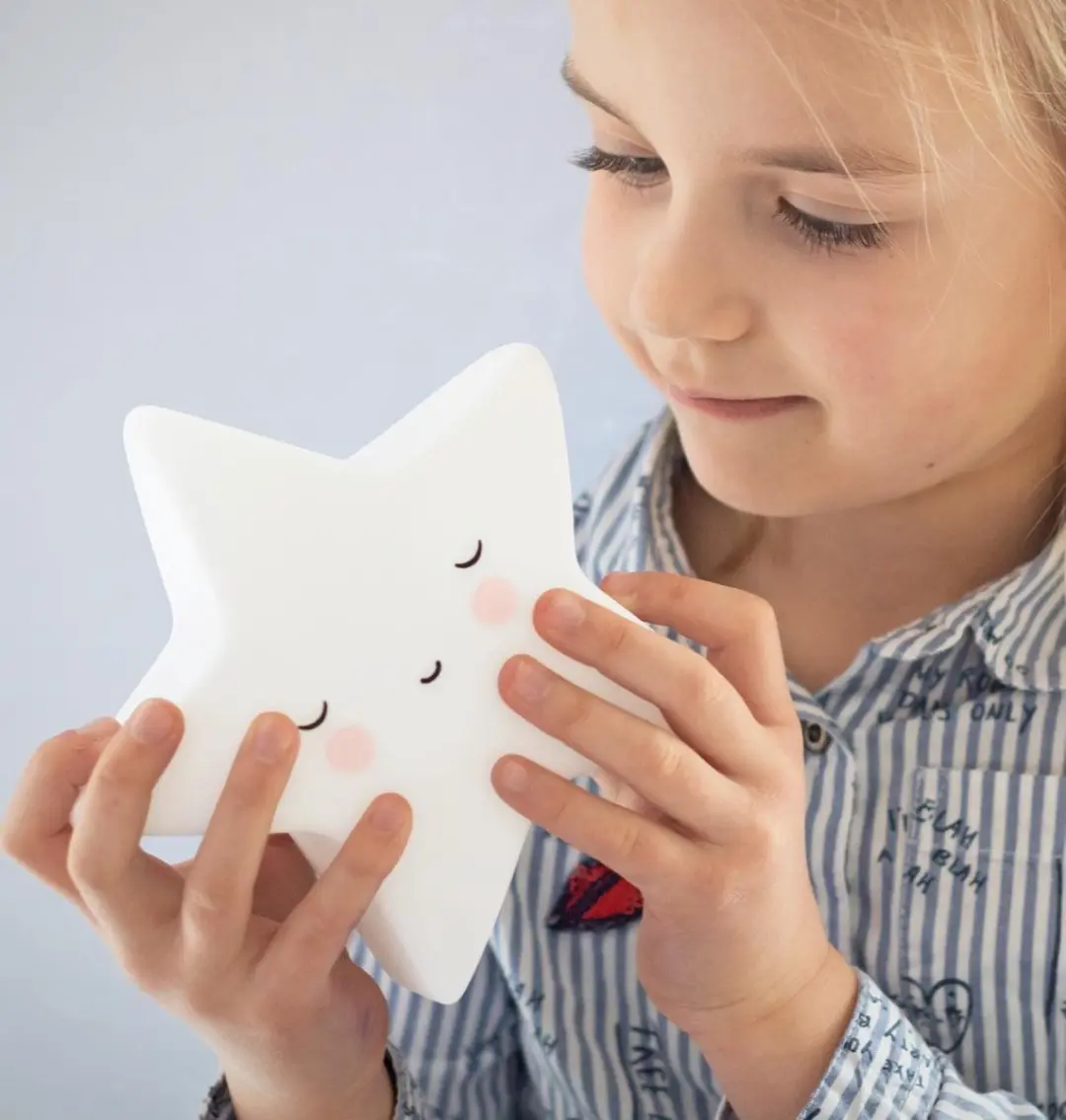 A Little Lovely Company Slapende Ster Kinderlamp - Wit - 3x AAA