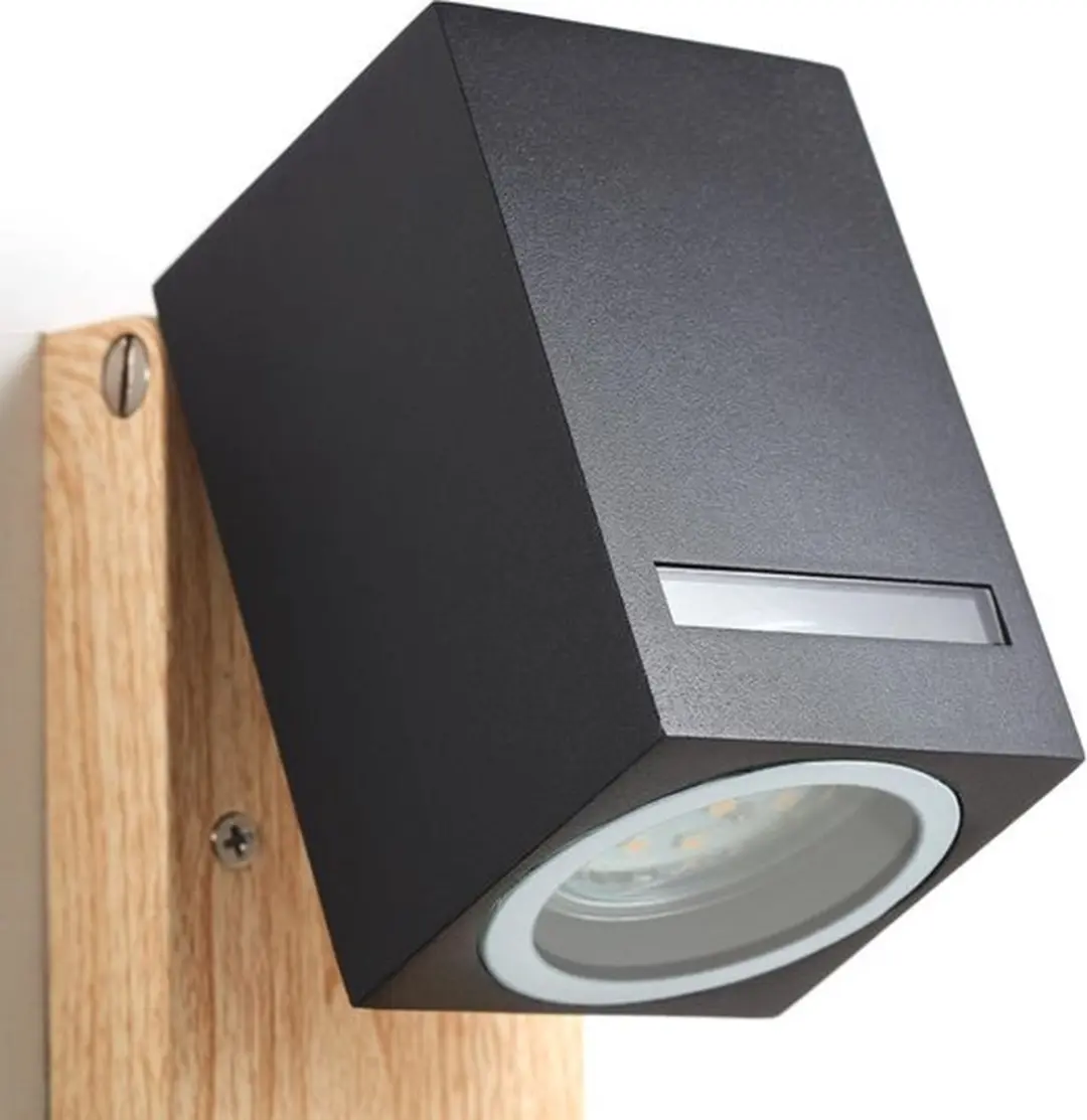 Brilliant Galeni Buitenwandlamp GU10 20W - Zwart/Naturel