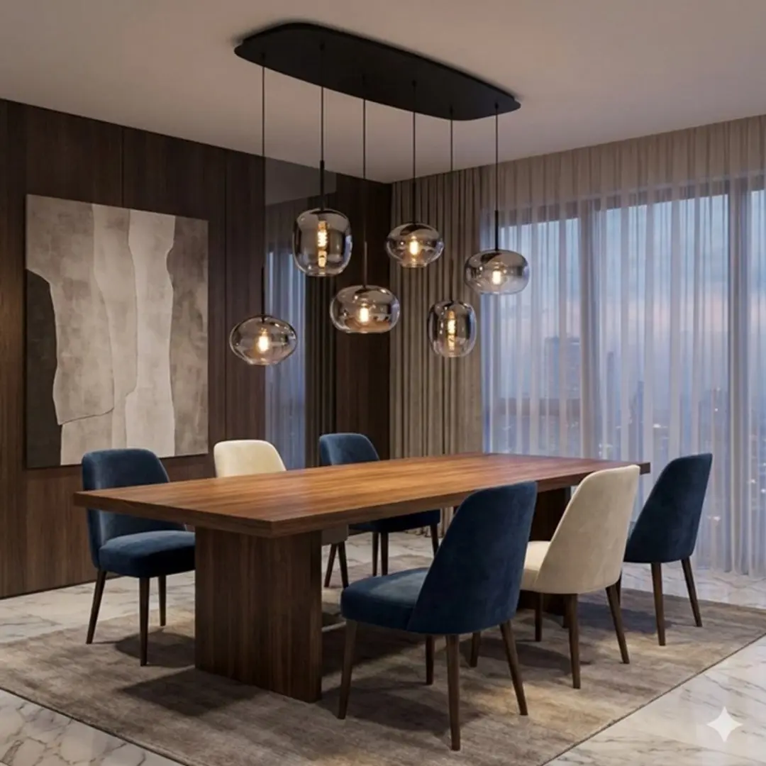 Highlight Bellini Hanglamp Smoke 6 Lichts - 100x39cm