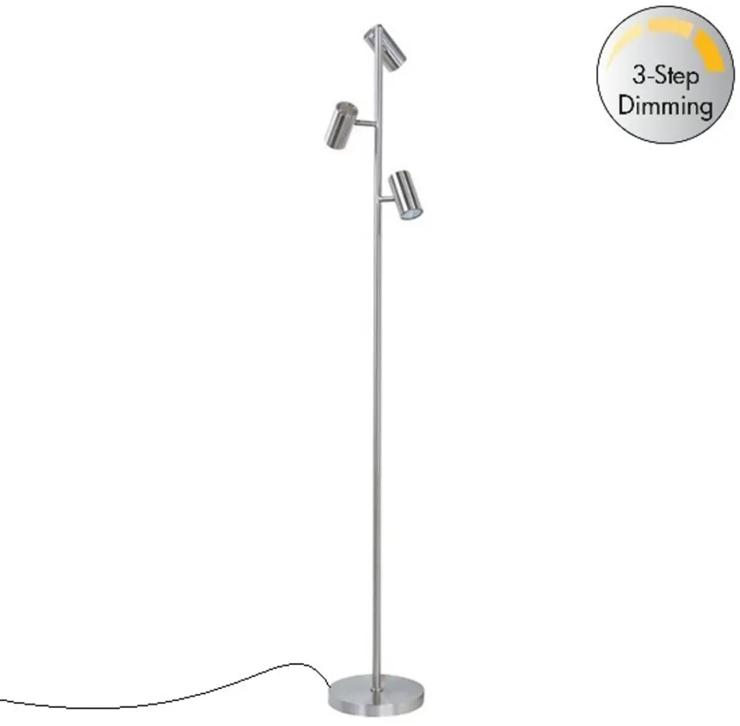 Highlight Burgos LED Vloerlamp 160cm - 3x15W - Mat-chroom