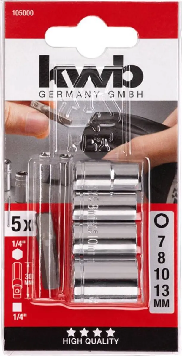 KWB Dopsleutelset 5-delig - Adapter 105000