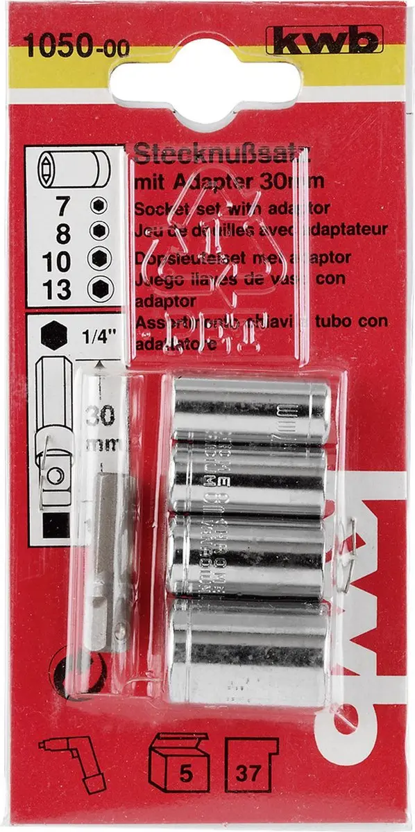 KWB Dopsleutelset 5-delig - Adapter 105000