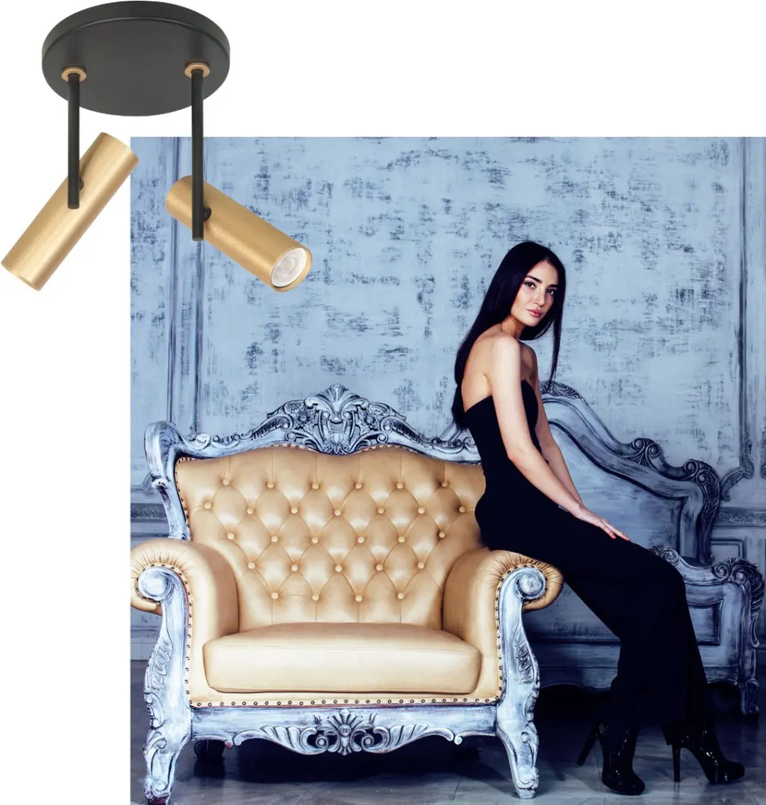 Highlight Spot Trend Mini GU10 - 2-voudig - Ø15cm - Zwart Messing
