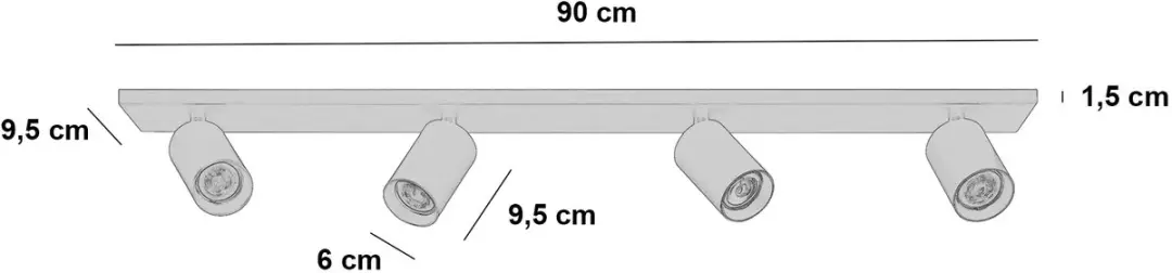 Highlight Spot Mila 4 Lichts L 90cm Cacao