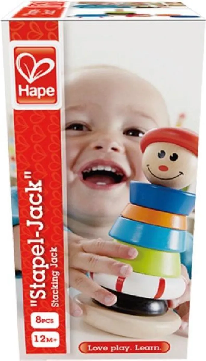 Hape Stacking Jack Houten Stapeltoren 16,9cm - Multicolor