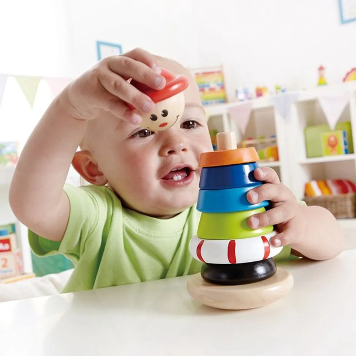 Hape Stacking Jack Houten Stapeltoren 16,9cm - Multicolor