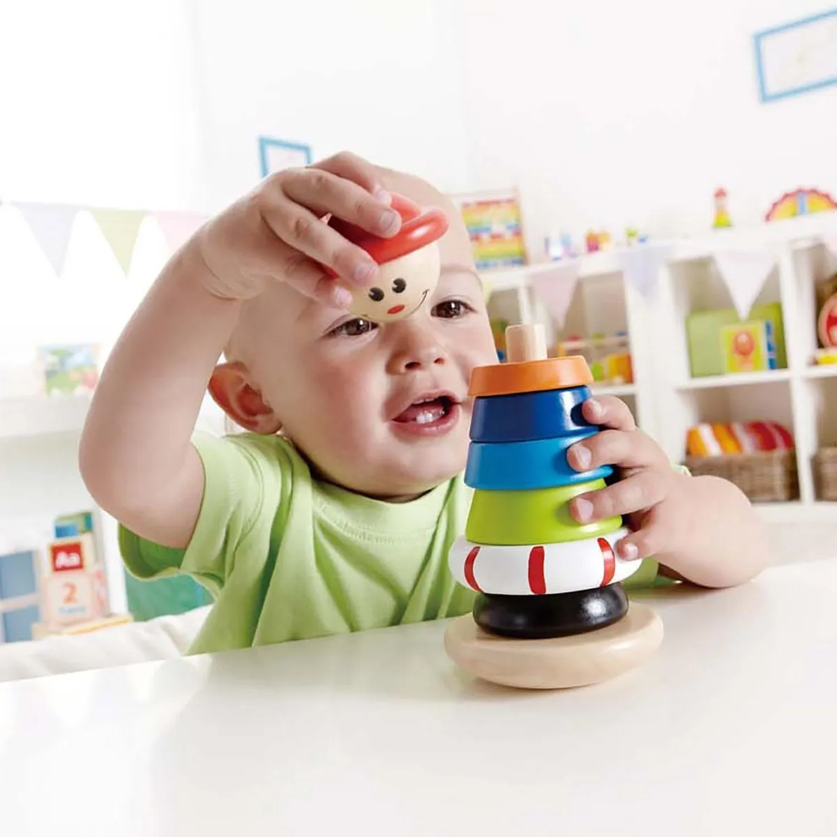 Hape Stacking Jack Houten Stapeltoren 16,9cm - Multicolor