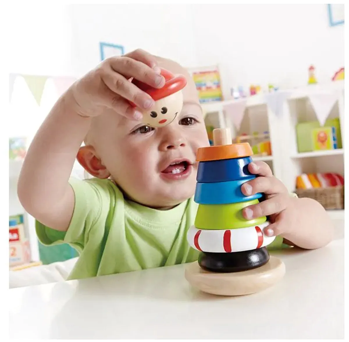 Hape Stacking Jack Houten Stapeltoren 16,9cm - Multicolor - afbeelding 6 van 6