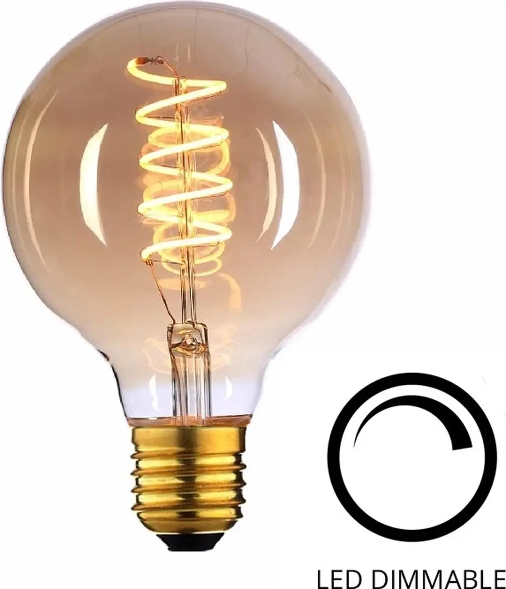 Highlight E27 4W Goudkleurig Spiraal 80mm - Dimbaar