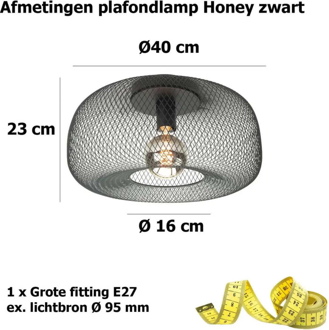 Highlight Plafondlamp Honey Ø39cm - Zwart