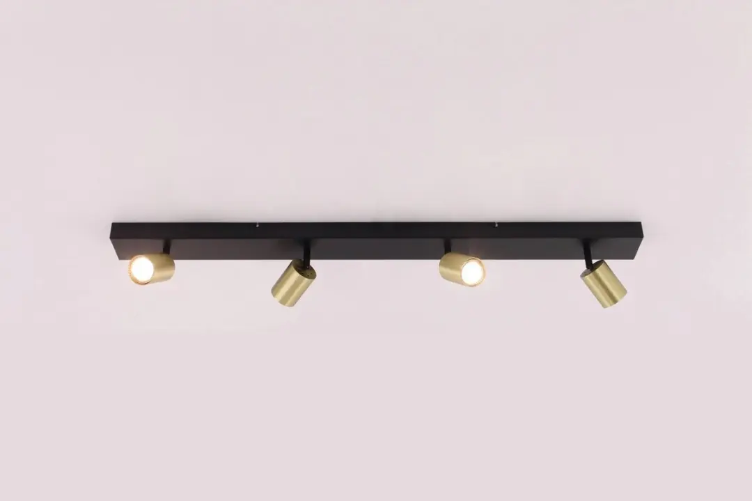 Masterlight Bounce Opbouwspot - 4× GU10 - Zwart/Goud - afbeelding 6 van 6