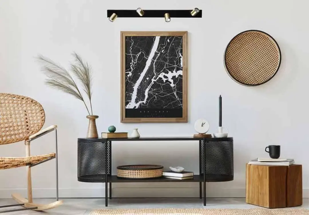 Masterlight Opbouwspot 4-lichts Balk - Zwart/Goud