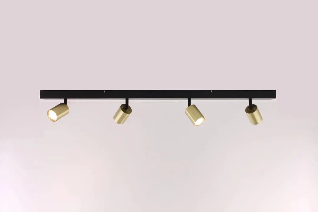 Masterlight Opbouwspot 4-lichts Balk - Zwart/Goud