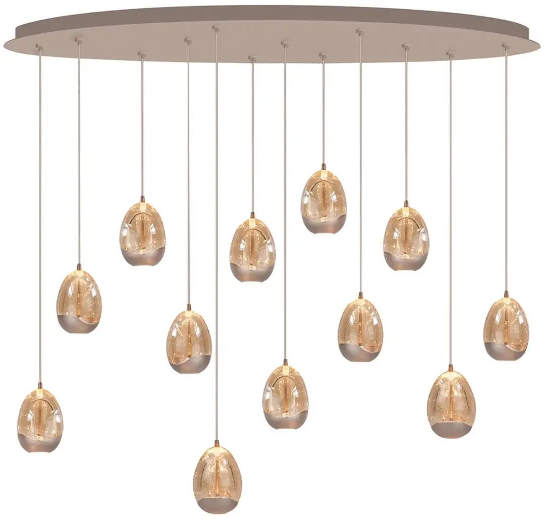 Highlight Hanglamp Egg Oval 12 Lichts 140cm - Champagne