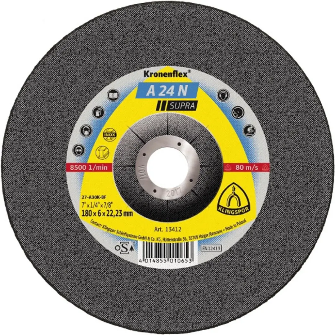Klingspor A 24 N Supra Slijpschijf 230x6x22,23mm - RVS
