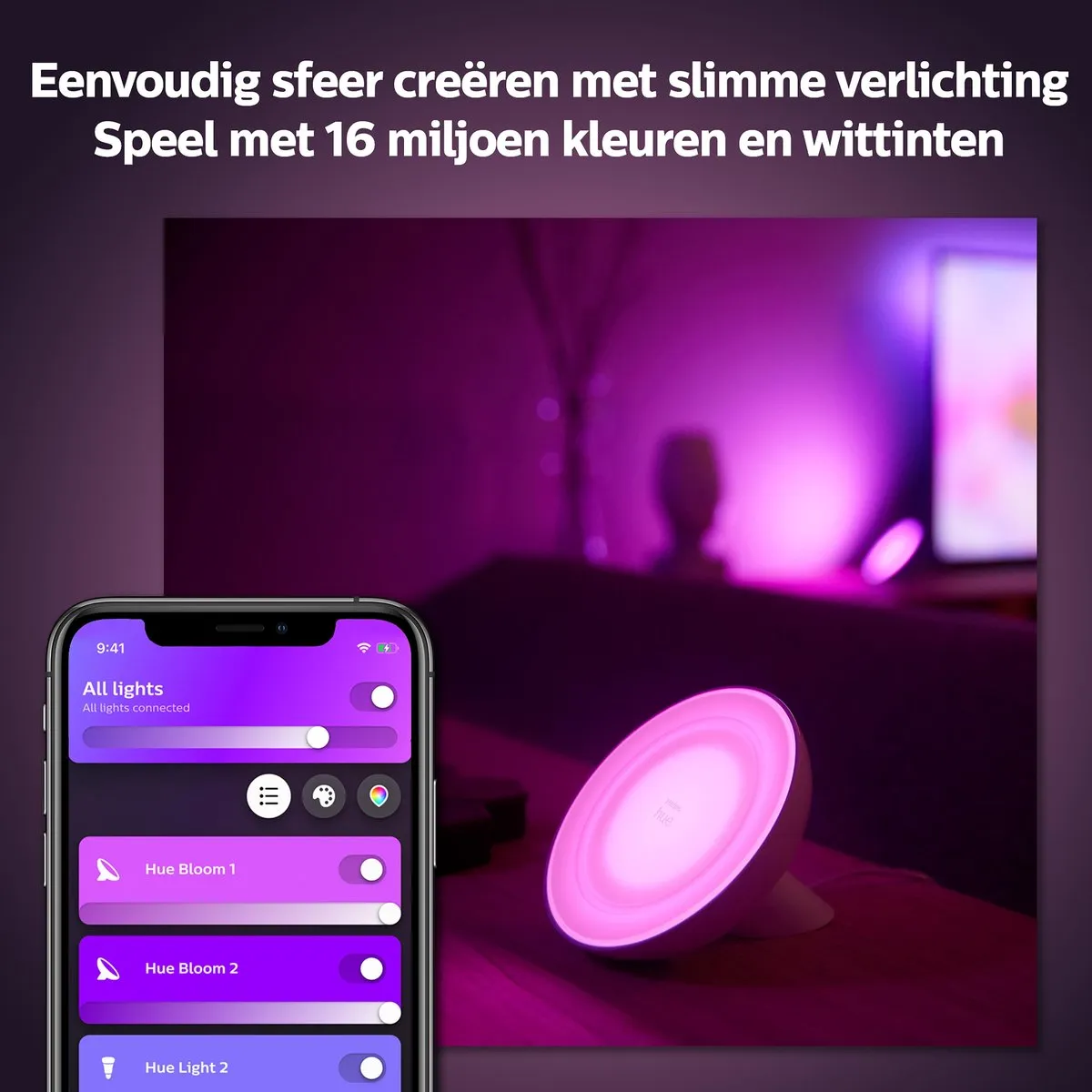 Philips Hue Bloom Tafellamp - Zwart