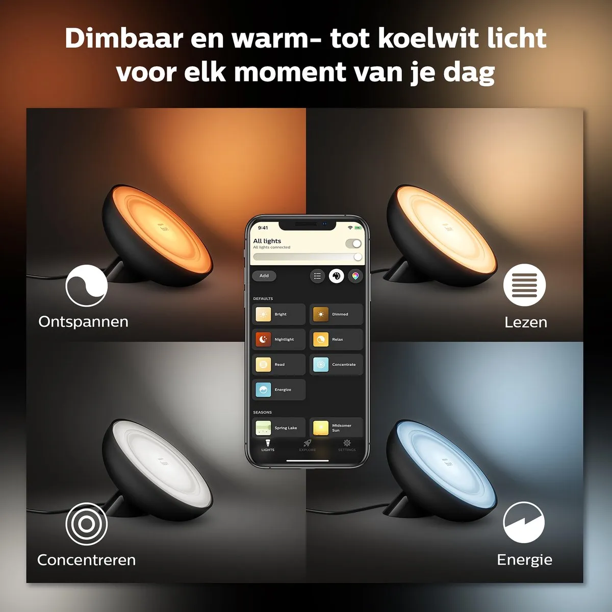 Philips Hue Bloom Tafellamp - Zwart