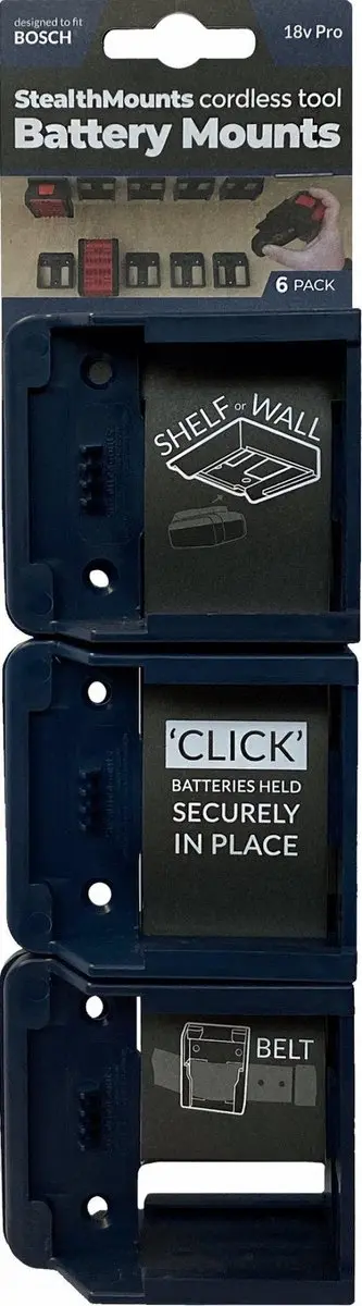 StealthMounts BM-BO18-BLU-6 Accuhouder 18V - Blauw - 6 Stuks