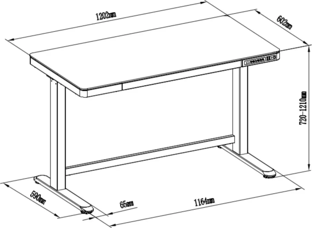 Euroseats Elektrisch Zit-Sta Bureau - Zwart Glas