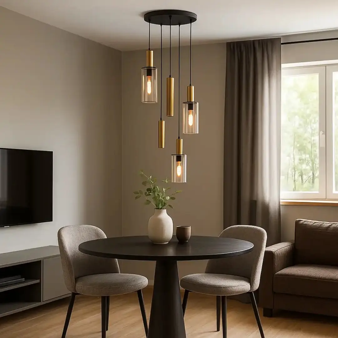 Highlight Perugia 3+2 Hanglamp - Ø45cm Zwart/Amber